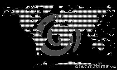 Dotted World Map Vector Design Just Simple Dotted Global Map Silhouette Dotted Pattern Map Shape Vector Illustration