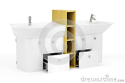 Modern double bathroom sink isolated on white Stock Photo