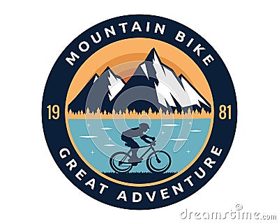 Modern Downhill Bike Logo Badge Illustration Vector Illustration