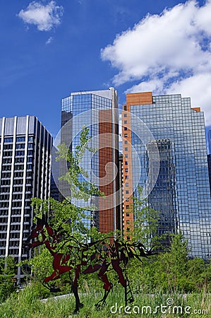 Modern Downtown in Calgary, Alberta Canada. Editorial Stock Photo