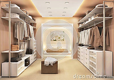 Modern dressing room in a luxury bedroom Stock Photo
