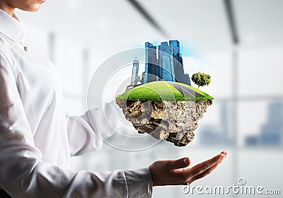 Modern eco friendly city and ecology concepts. Stock Photo