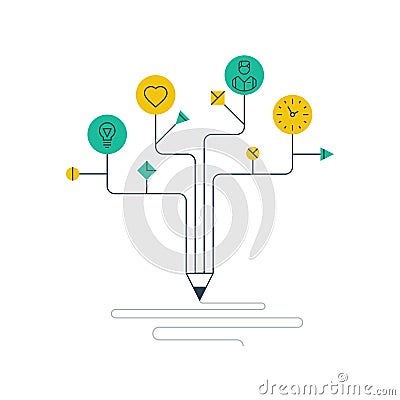 Modern education concept, writing school classes, knowledge learning Vector Illustration