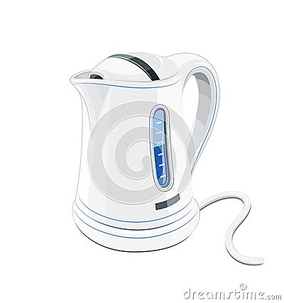 Modern electric kettle. Device for heat water. Vector Illustration