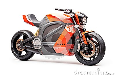 Modern Electric Motorcycle in Orange and Black Stock Photo