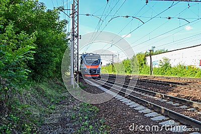 Modern electric train. Russia. Moscow region Editorial Stock Photo