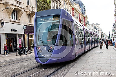 Modern electric tram Editorial Stock Photo