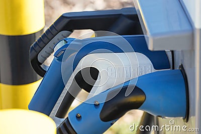 Modern electrical car charging column Stock Photo