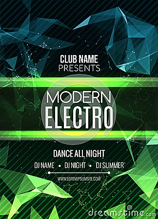 Modern Electro Music Party Template, Dance Party Flyer, brochure. Night Party Club Banner Poster. Vector Illustration