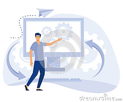 Modern electronics concept, bendable and detachable device technology, modular electronics, phone design, flexible display, flat Vector Illustration