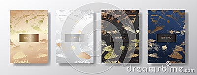 Modern elegant cover design set. Elite premium. Luxury fashionable background with abstract pattern in silver, gold, maroon, white Vector Illustration