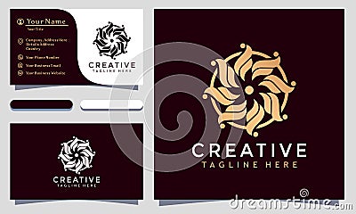 Modern Elegant Flower Fashion Logo Design and template. Gold creative Flowers Logos icon vector business card Vector Illustration