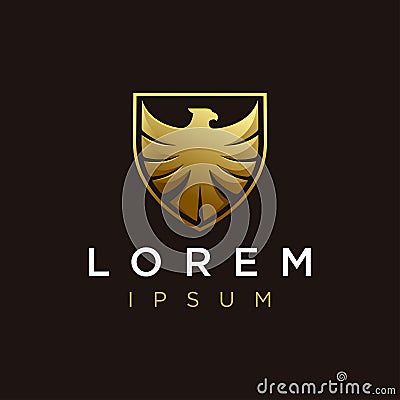 Modern elegant gold eagle shield logo icon vector template Vector Illustration