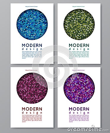 Modern elegant invitation cards design with glittering spots of multicolored mosaic Vector Illustration