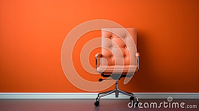 Modern elegant office chair in orange wall Stock Photo