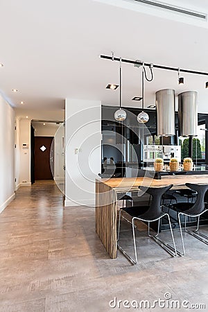 Modern, elegant open kitchen area Stock Photo