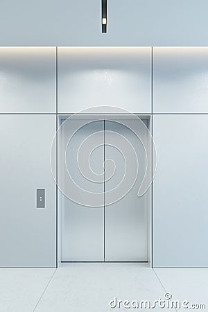 Modern elevator with closed doors in office lobby, 3d rendering Stock Photo