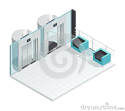 Modern Elevator Hall Interior Vector Illustration