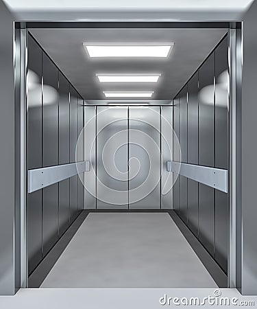 Modern elevator with opened doors Cartoon Illustration