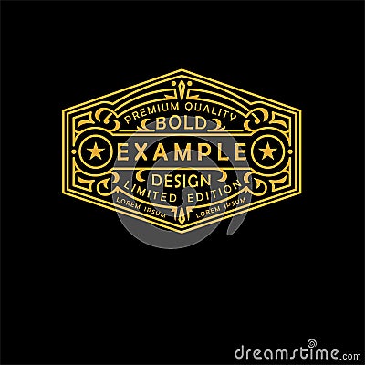 Modern emblem, badge, label, monogram template. Luxury elegant frame ornament line logo design vector illustration. Vector Illustration