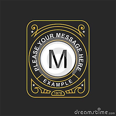 Modern emblem, badge, monogram template. Luxury elegant frame ornament line logo design vector illustration. Good for Vector Illustration