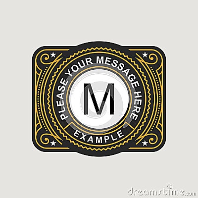 Modern emblem, badge, monogram template. Luxury elegant frame ornament line logo design vector illustration. Good for Vector Illustration