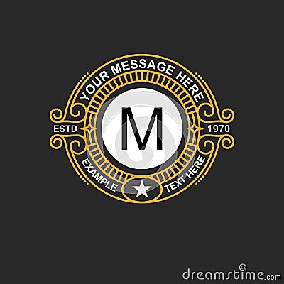 Modern emblem, badge, monogram template. Luxury elegant frame ornament line logo design vector illustration. Good for Vector Illustration