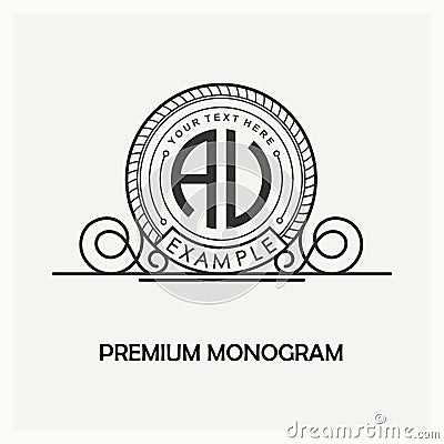 Modern emblem, badge, monogram template. Luxury elegant frame ornament line logo design vector illustration. Good for Vector Illustration