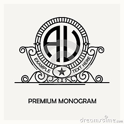 Modern emblem, badge, monogram template. Luxury elegant frame ornament line logo design vector illustration. Good for Vector Illustration