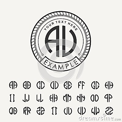 Modern emblem, badge, template. Luxury elegant frame ornament line logo design vector illustration. And set to create Vector Illustration