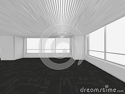 Modern Empty Room, 3d render interior design, mock up illustration Cartoon Illustration