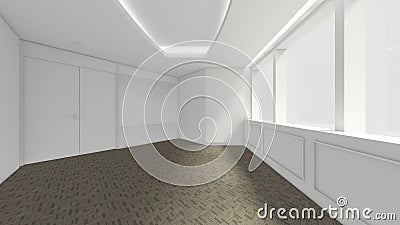 Modern Empty Room, 3d render interior design, mock up illustration Cartoon Illustration