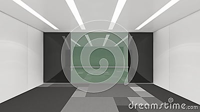 Modern Empty Room, 3d render interior design, mock up illustration Cartoon Illustration
