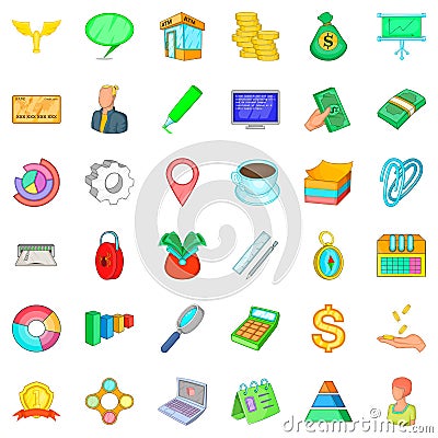 Modern enterprise icons set, cartoon style Vector Illustration