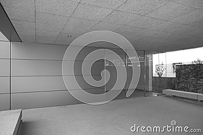 Modern entrance of a building. Black and white. Stock Photo