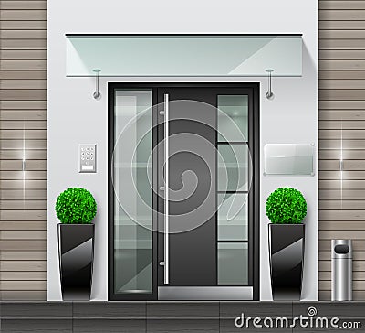 Modern entrance to a building or office Vector Illustration