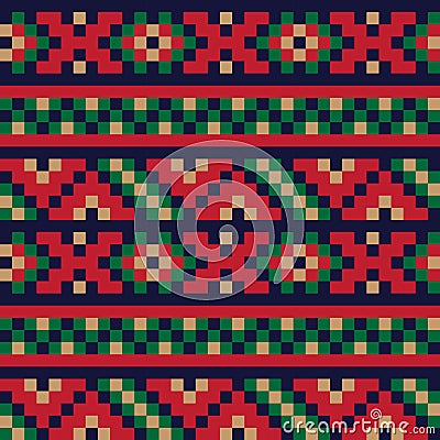 Modern Ethnic Fair Isle Seamless Pattern Vector Illustration