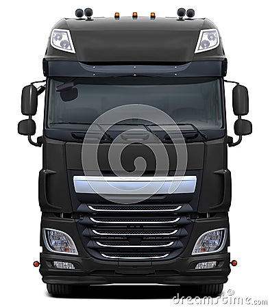 Modern European DAF XF truck in black. Stock Photo