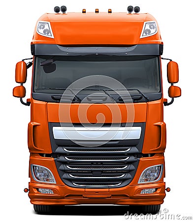 Modern European DAF XF truck in orange. Stock Photo