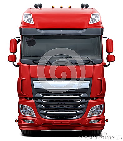 Modern European DAF XF truck in red. Stock Photo