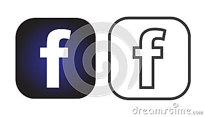 Modern dark blue black Facebook icons for web and app uses Cartoon Illustration