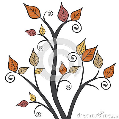 Modern Fall Autumn Leaves Branches Square Illustration Vector Illustration