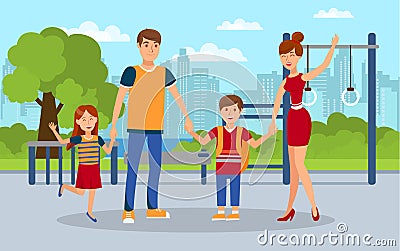 Modern Family, Kids with Parents Flat Illustration Vector Illustration