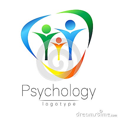Modern Family logo of Psychology. People in a circle. Creative style. Logotype in vector. Design concept. Brand company Vector Illustration