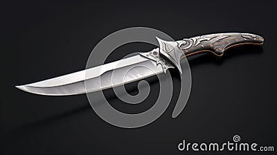 Modern Fantasy Realism Knife In 3d On Black Background Stock Photo