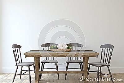 Modern farmhouse dining-room. 3d render Stock Photo