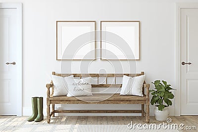 Modern farmhouse entryway. 3d rendering Stock Photo