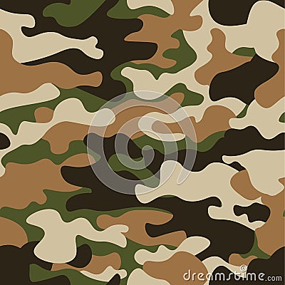 Modern fashion trendy camo pattern.Classic clothing style masking camo repeat print. Green brown black olive colors forest Cartoon Illustration