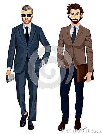 Modern fashionable businessmen Vector Illustration