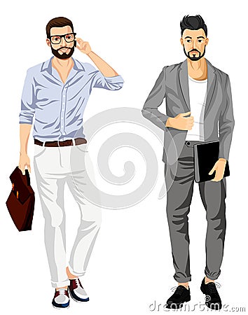 Modern fashionable businessmen Vector Illustration